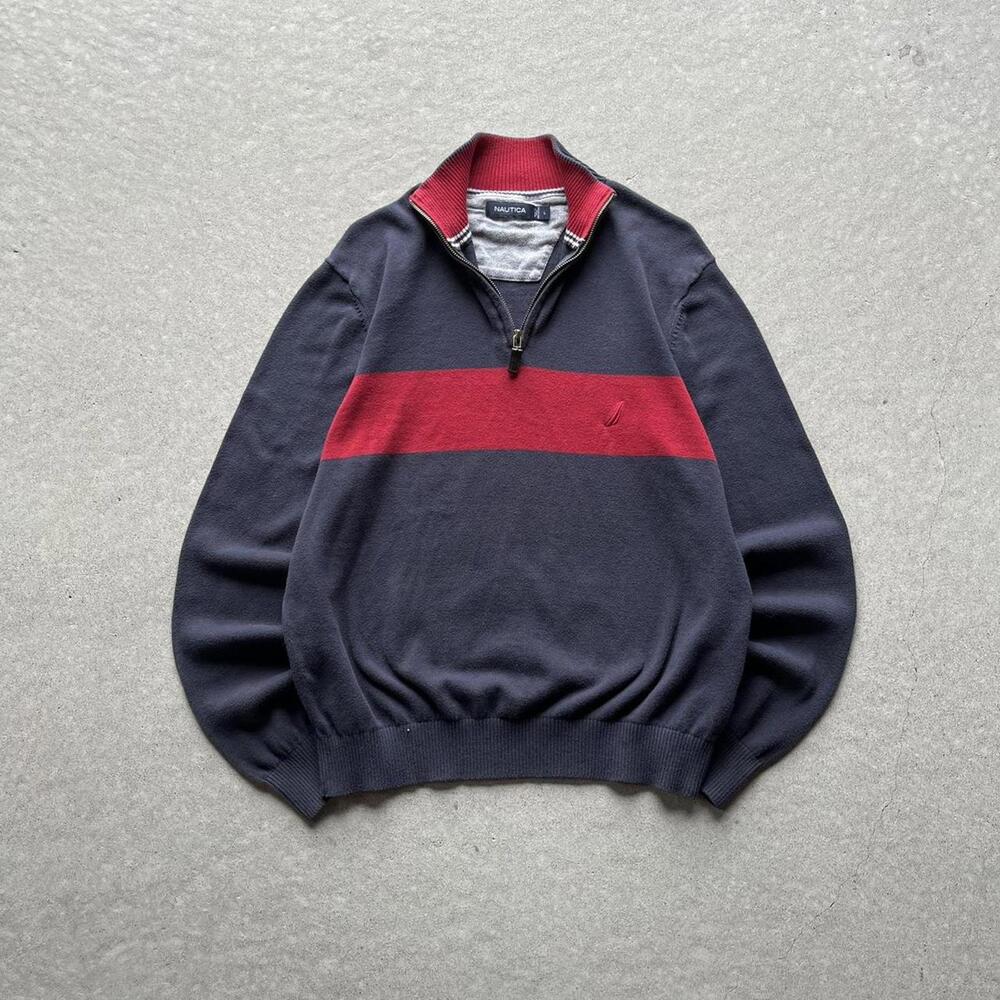 Vintage Y2K Nautica Striped Quarter Zip Pullover